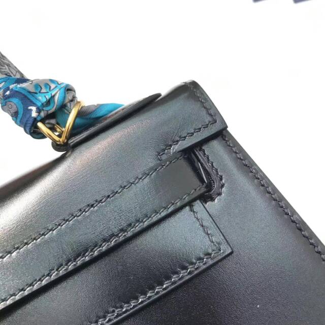 广州白云皮具城 爱马仕stock 28kelly box皮 黑色 金扣 蜡线纯手工
