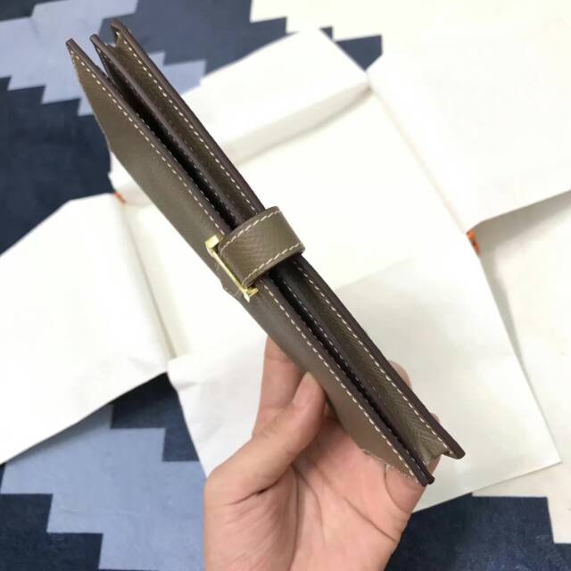 广州爱玛皮具 全球代发 爱马仕stock epsom皮 CC18 Etoupe 大象灰 金扣 蜡线手工缝制