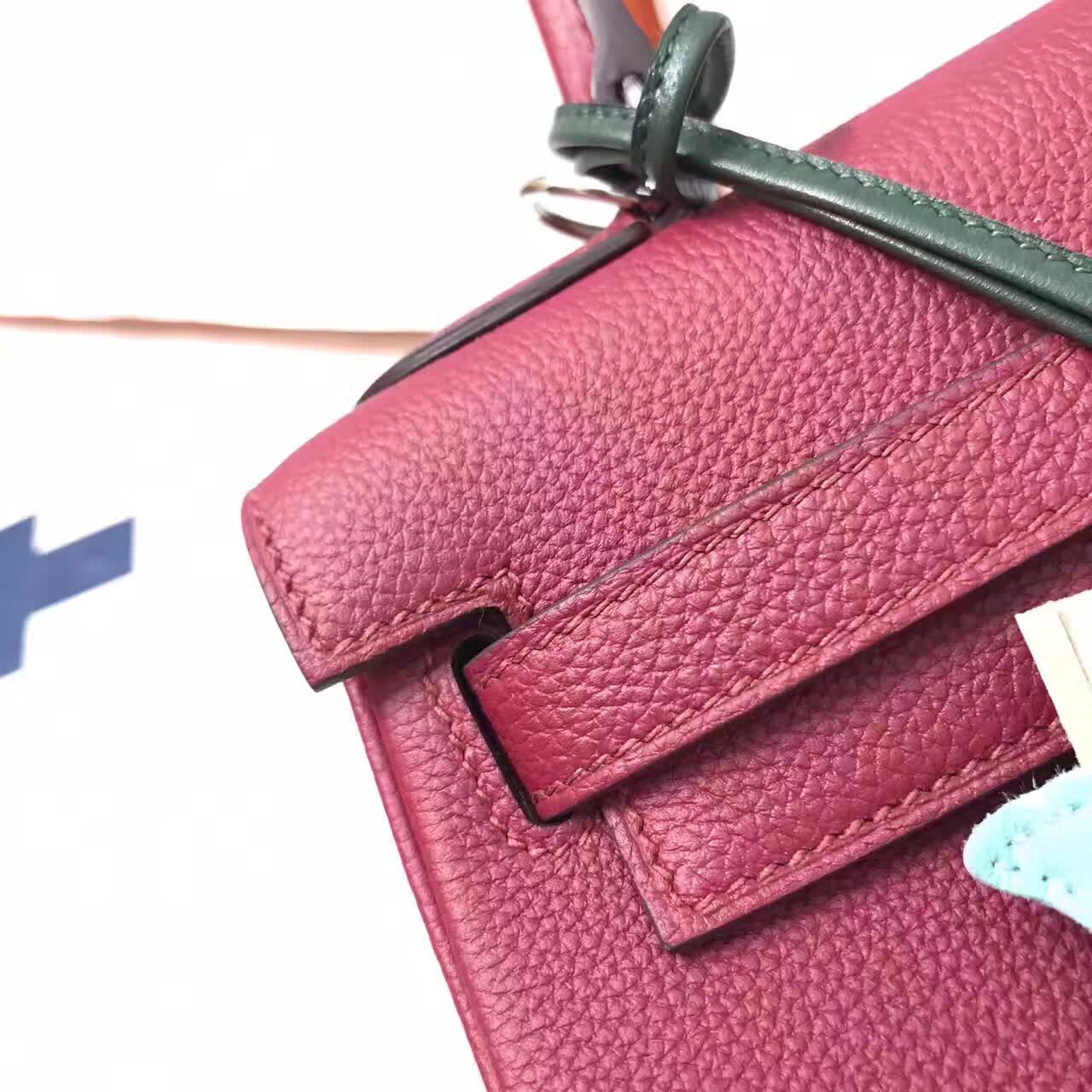 广州爱玛皮具 爱马仕28kelly baby cow Togo小牛皮 B5 宝石红 Rubis 银扣 法国蜡线手工缝制