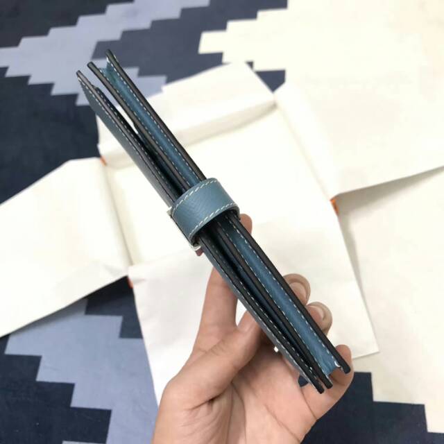 广州爱玛皮具 全球代发 爱马仕stock epsom皮 Bearn CC75 Blue Jean 银扣 蜡线手工缝制