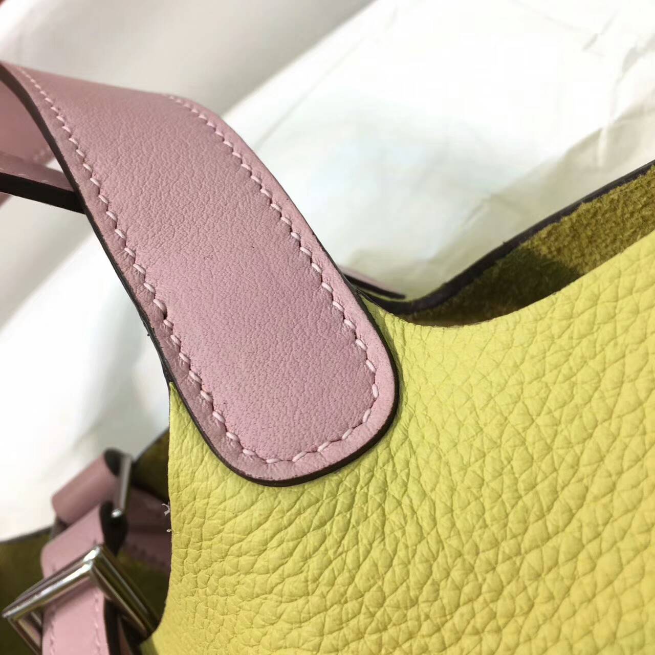 Hermes爱马仕菜篮子 Picotin Lock 18cm Clememce 法国原产Tc皮 1Z Jaine Poessin 小鸡黄拼3Q Rose Sakura 芭比粉 银扣