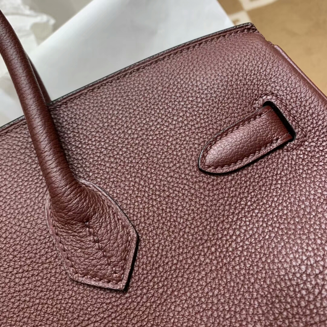 爱马仕铂金包 Birkin 35cm Togo小牛 57 Bordeaux 波尔多酒红 金扣 顶级工艺 手缝蜡线