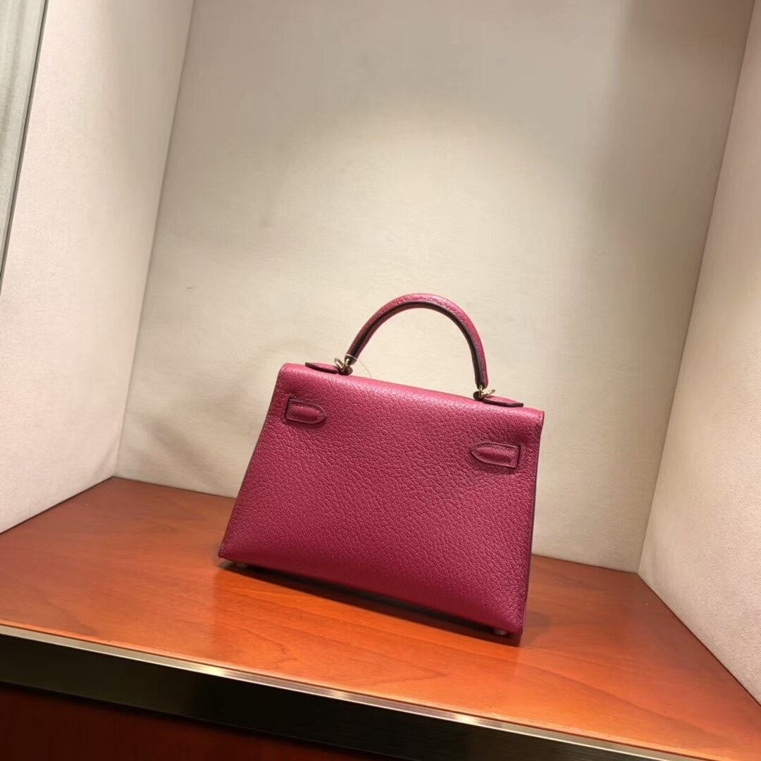 爱马仕包包批发 Mini Kelly2代 19cm Chevre de Coromandel 山羊皮 B5 Rubis 宝石红 金扣 火爆全球