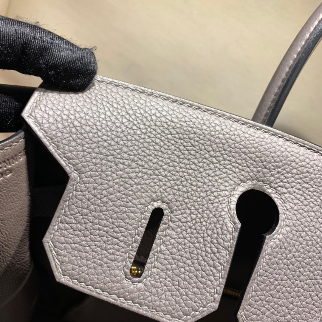 爱马仕铂金包 Birkin 30cm Togo 8F锡器灰 金扣 蜜蜡全手缝