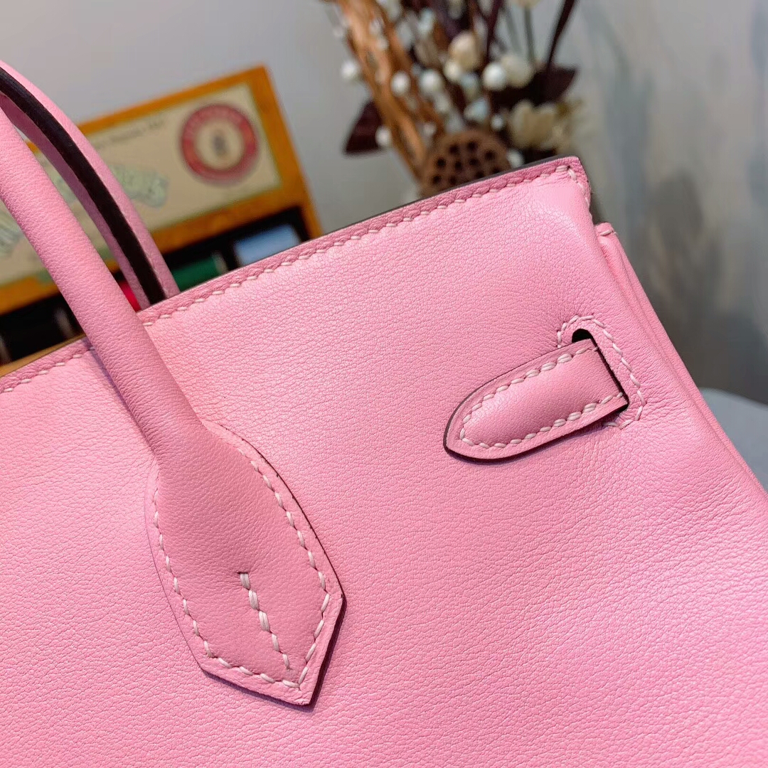 爱马仕铂金包 Birkin 25cm Swift 3Q芭比粉 金扣