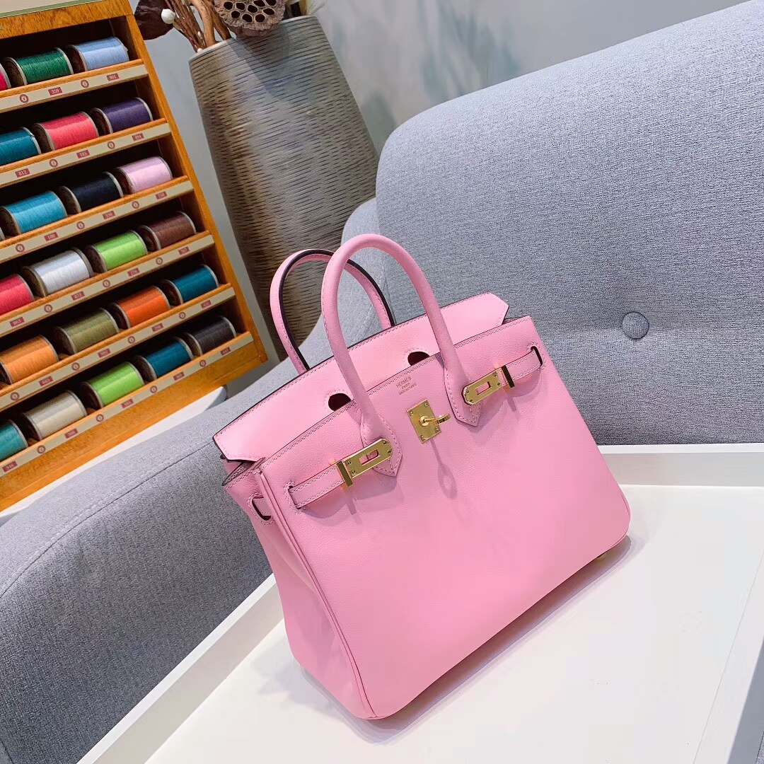 爱马仕铂金包 Birkin 25cm Swift 3Q芭比粉 金扣