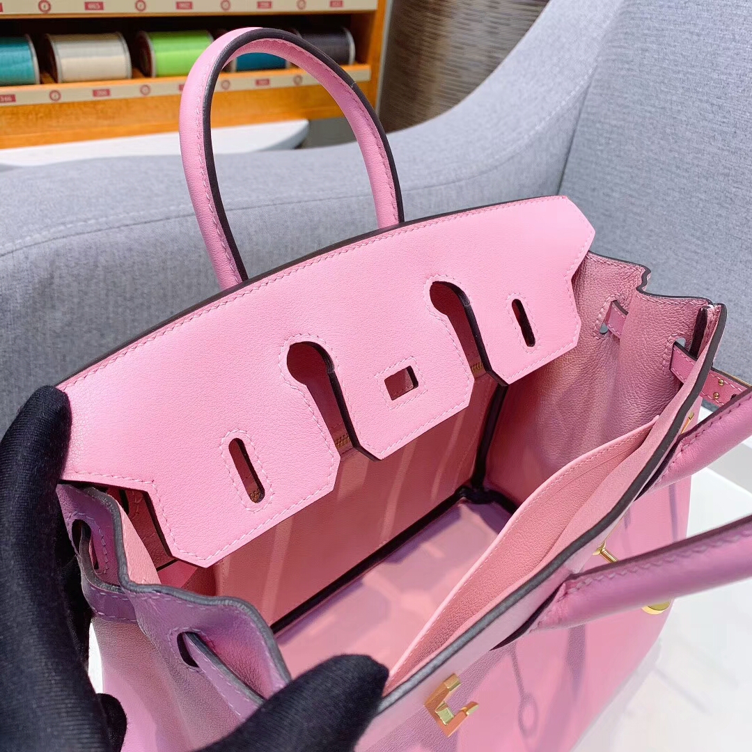 爱马仕铂金包 Birkin 25cm Swift 3Q芭比粉 金扣