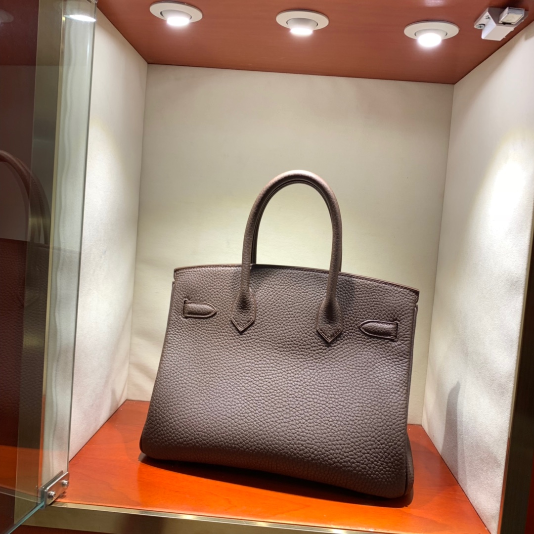 爱马仕铂金包 Birkin 30cm Togo 47朱古力 金扣 蜜蜡全手缝