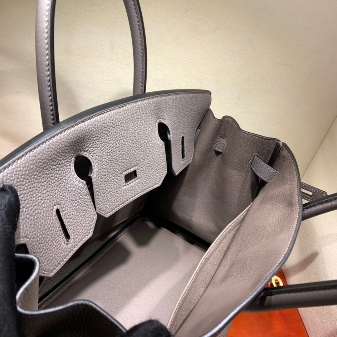 爱马仕铂金包 Birkin 30cm Togo 8F锡器灰 金扣 蜜蜡全手缝