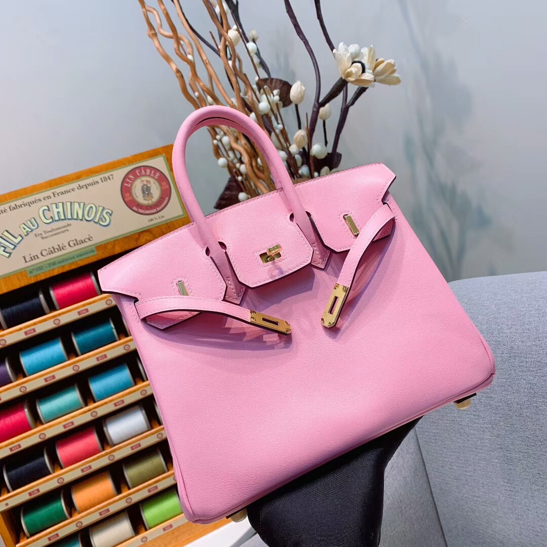 爱马仕铂金包 Birkin 25cm Swift 3Q芭比粉 金扣