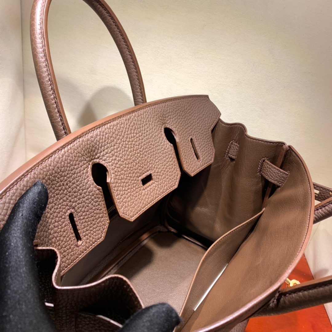 爱马仕铂金包 Birkin 30cm Togo 47朱古力 金扣 蜜蜡全手缝