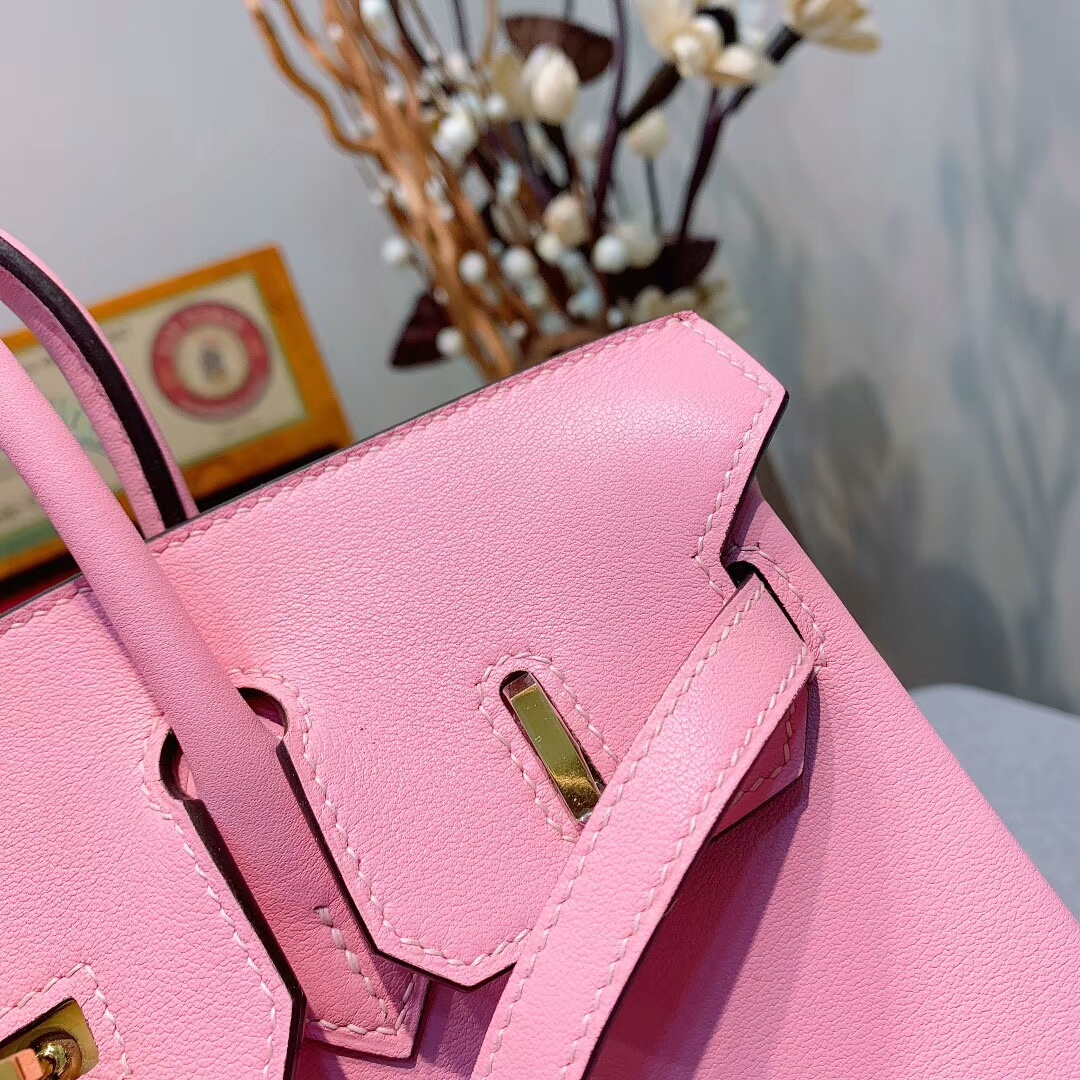 爱马仕铂金包 Birkin 25cm Swift 3Q芭比粉 金扣