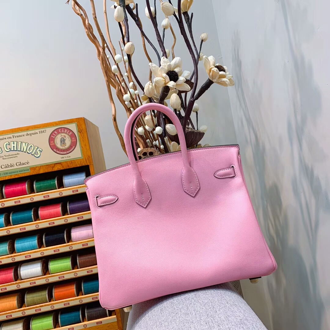 爱马仕铂金包 Birkin 25cm Swift 3Q芭比粉 金扣