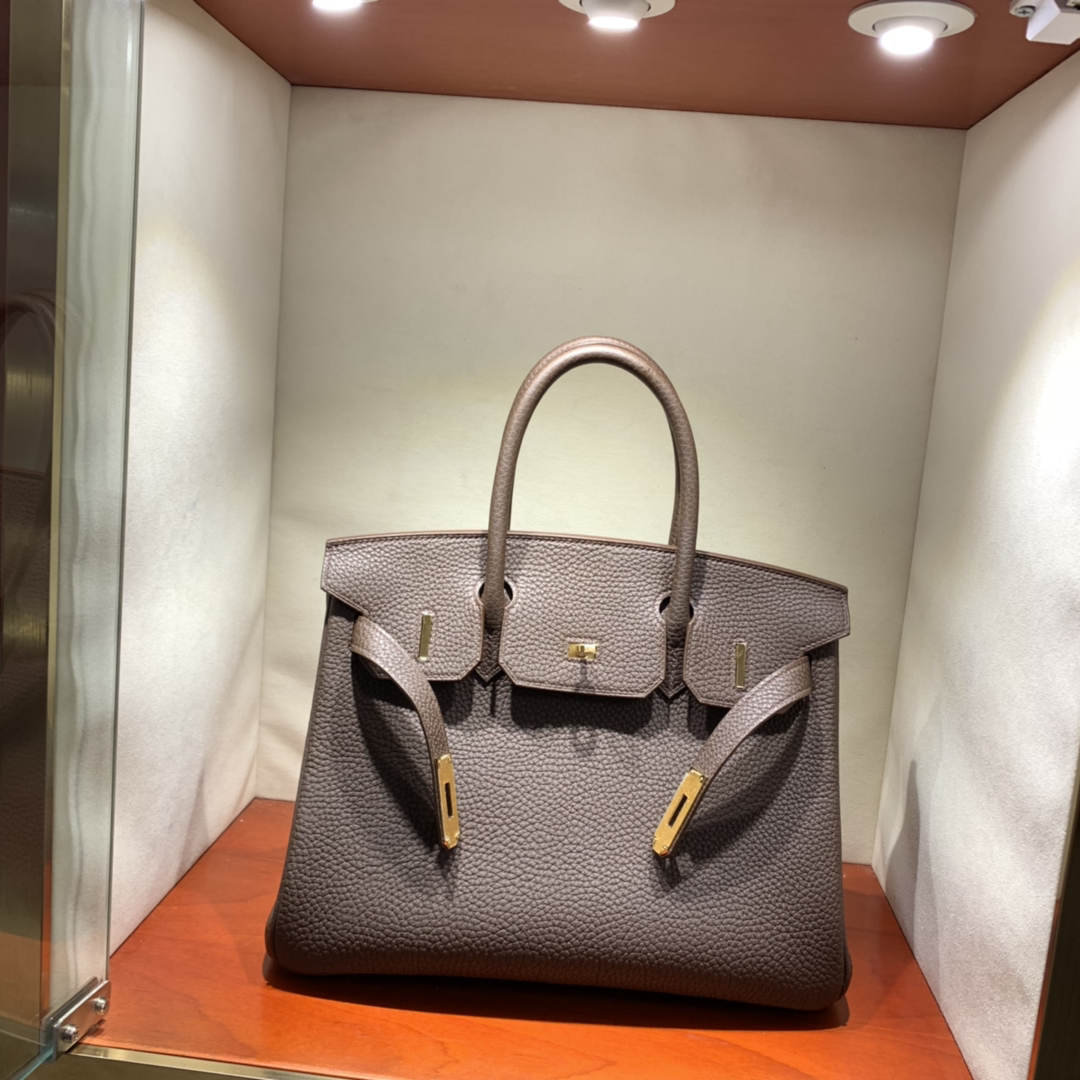 爱马仕铂金包 Birkin 30cm Togo 47朱古力 金扣 蜜蜡全手缝