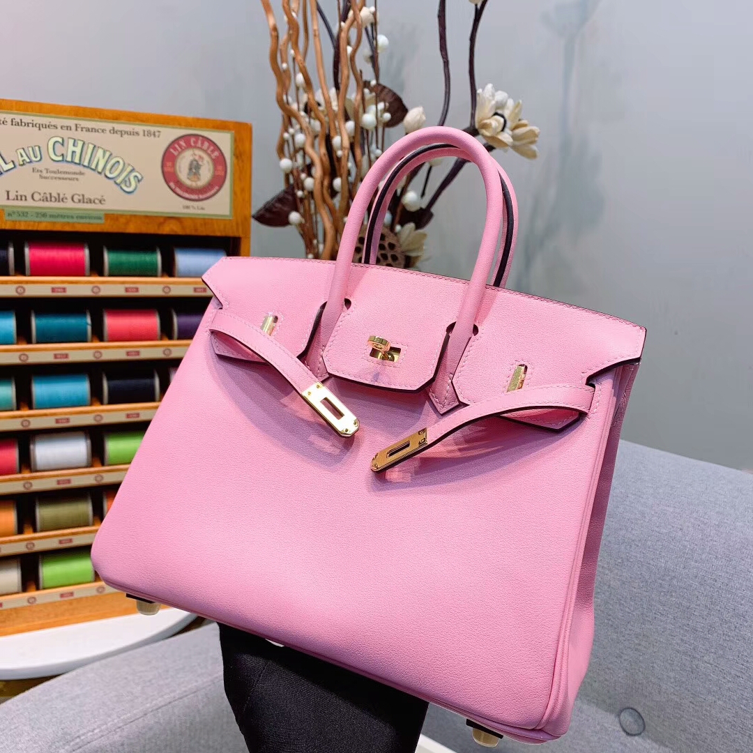 爱马仕铂金包 Birkin 25cm Swift 3Q芭比粉 金扣