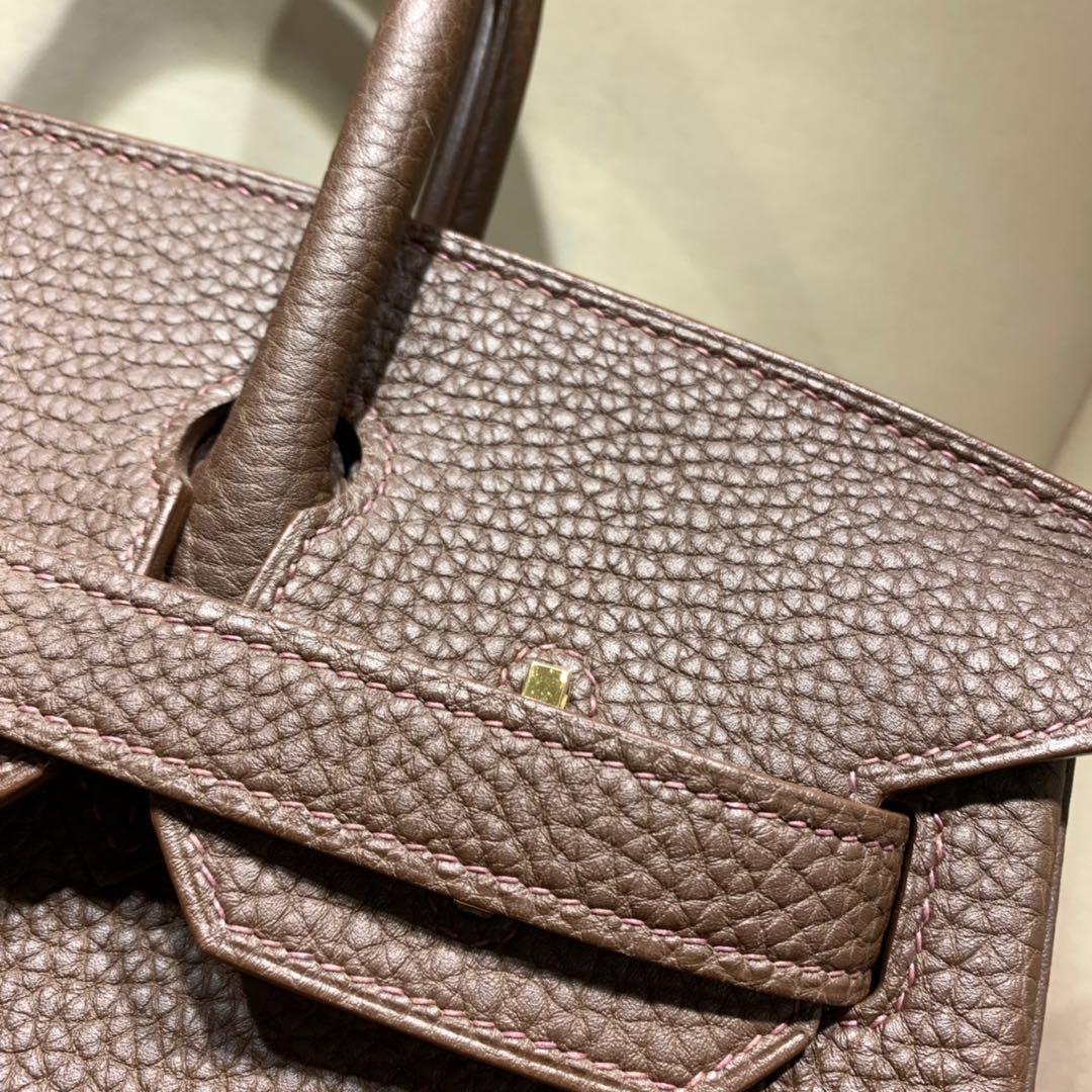爱马仕铂金包 Birkin 30cm Togo 47朱古力 金扣 蜜蜡全手缝