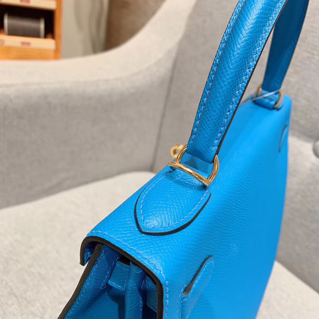 爱马仕厂家 Kelly 28cm Epsom B3坦桑利亚蓝 金扣