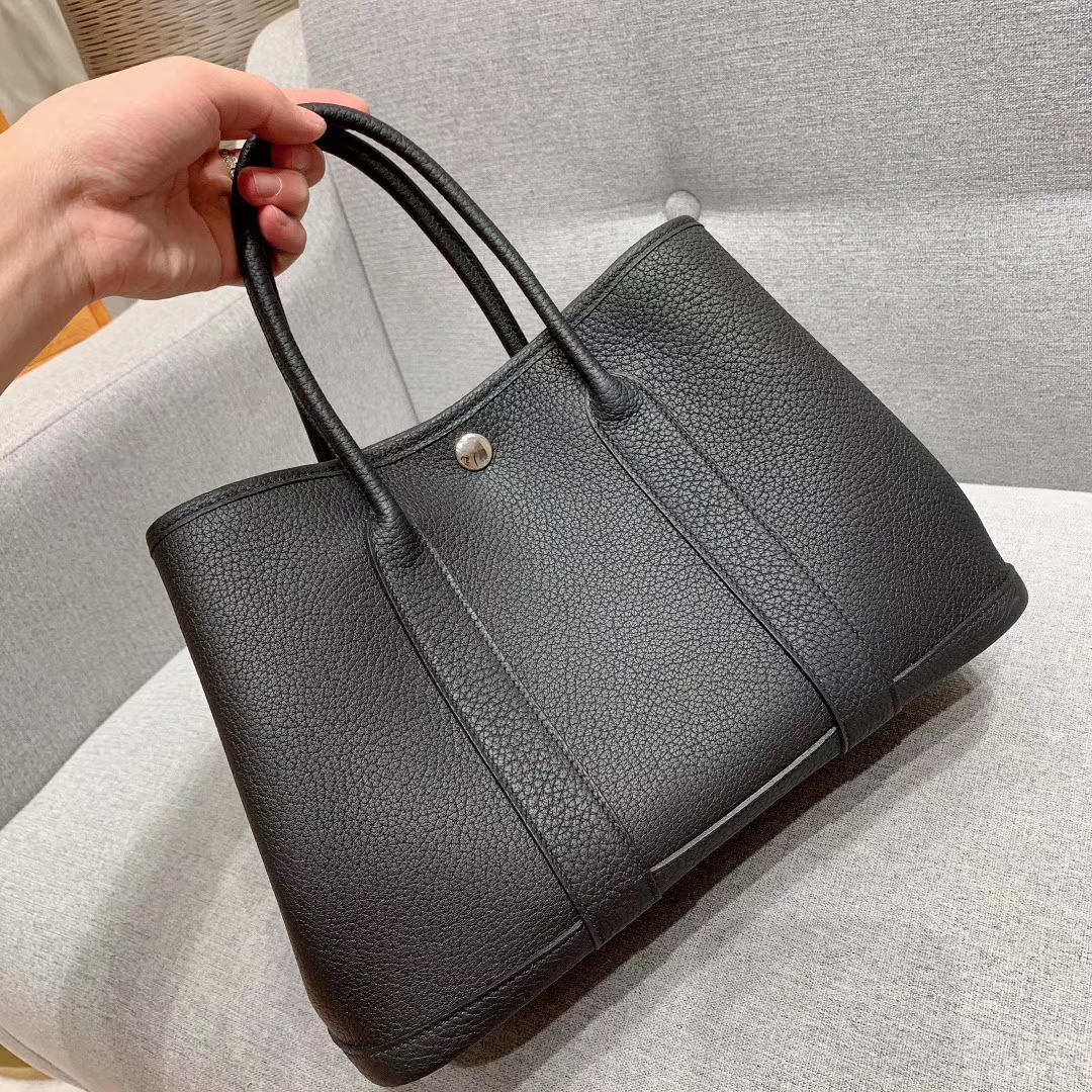 爱马仕包包 Garden Party 30cm Negonda 89黑色 银扣