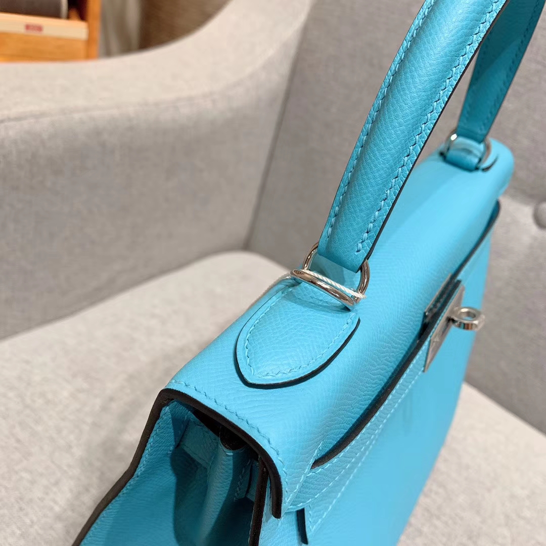 爱马仕厂家 Kelly 28cm Epsom P3北方蓝 银扣