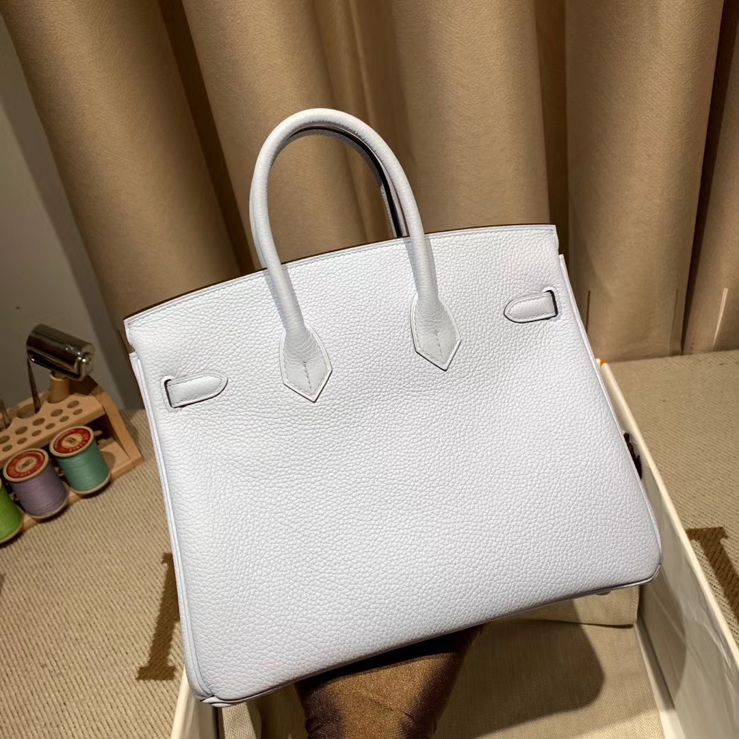 爱马仕包包官网 Birkin 30cm 雾霾蓝 银扣