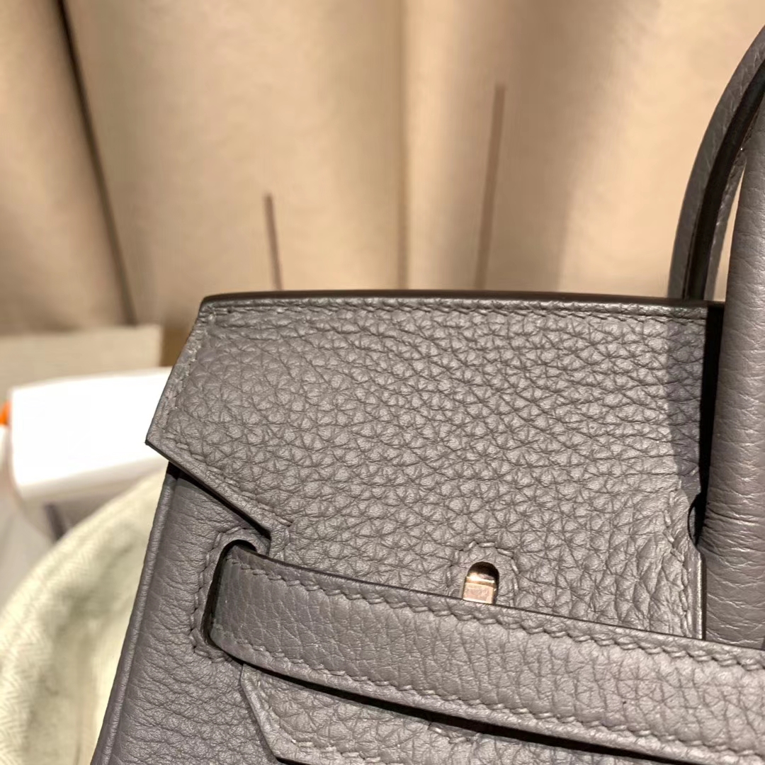 爱马仕官网 Birkin 25cm Togo 8F锡器灰 金扣 蜡线手缝